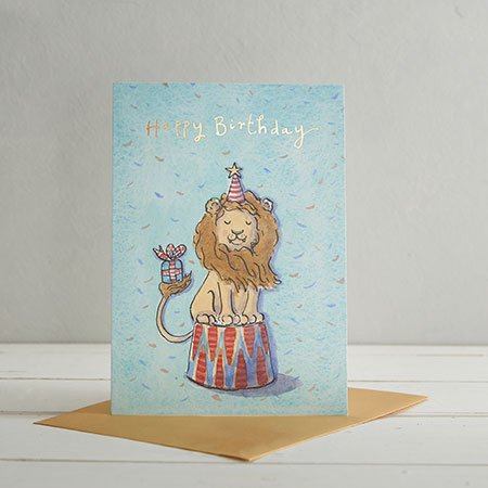 Buy Happy Birthday Circus Lion Greetings Card from Helen Wiseman Illustration