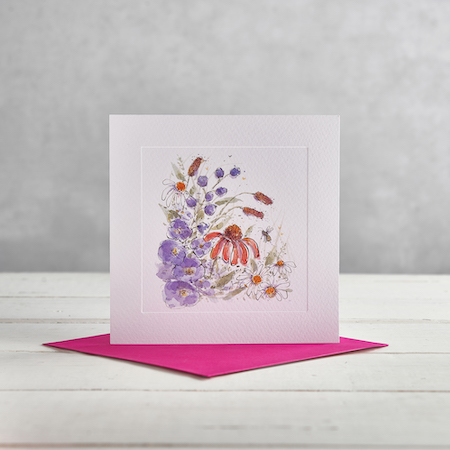 Buy Delphiniums and Echinacea Greetings Card from Helen Wiseman Illustration