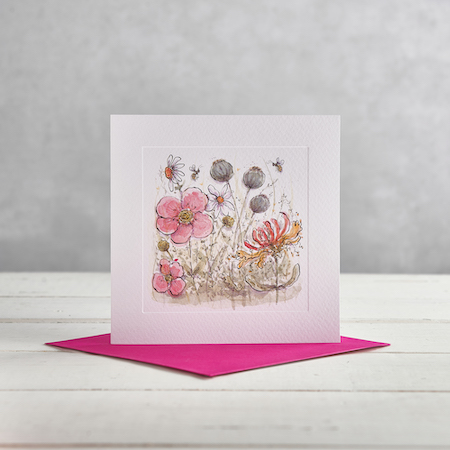 Buy Poppies and Honeysuckle Greetings Card from Helen Wiseman Illustration