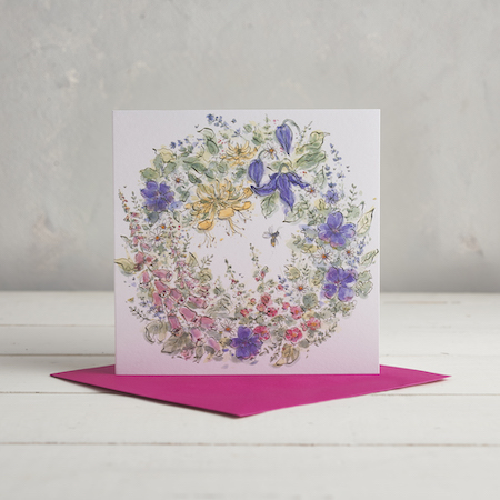 Buy Summer Flower Wreath Greetings Card from Helen Wiseman Illustration