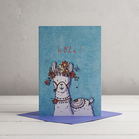 Buy Hola Llama Greetings Card from Helen Wiseman Illustration