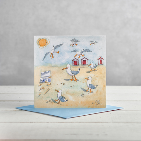 Buy Seagulls and Chips Greetings Card from Helen Wiseman Illustration