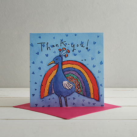 Thank You Rainbow Peacock Greetings Card