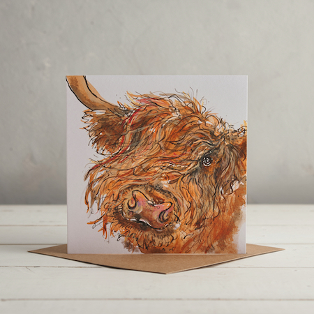 Buy Highland Cow Greetings Card from Helen Wiseman Illustration