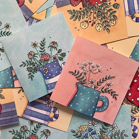 Buy Flower Jugs Greetings Cards from Helen Wiseman Illustration