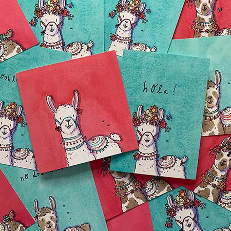 Buy Llama Greetings Cards from Helen Wiseman Illustration
